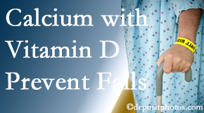 Calcium and vitamin D supplementation may be recommended to Severna Park chiropractic patients who are at risk of falling.