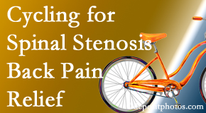 Back And Neck Care Center encourages exercise like cycling for back pain relief from lumbar spine stenosis.
