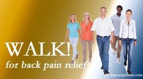 Back And Neck Care Center urges Severna Park back pain sufferers to walk to lessen back pain and related pain.