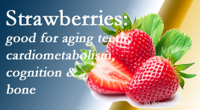 Back And Neck Care Center presents recent studies about the benefits of strawberries for aging teeth, bone, cognition and cardiometabolism.