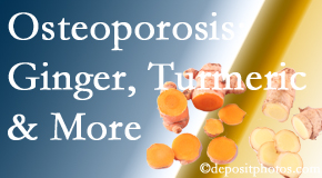 Back And Neck Care Center shares benefits of ginger, FLL and turmeric for osteoporosis care and treatment.
