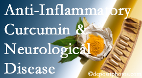 Back And Neck Care Center presents recent findings on the benefit of curcumin on inflammation reduction and even neurological disease containment.