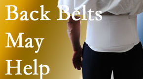 Severna Park back pain sufferers wearing back support belts are supported and reminded to move carefully while healing.