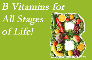  Back And Neck Care Center suggests a check of your B vitamin status for overall health throughout life. 